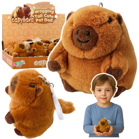 ⁨Pluszowa Kapibara Z Kręcącym Ogonkiem Brelok  9 x 8 cm⁩ w sklepie Wasserman.eu