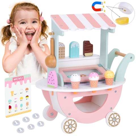 ⁨WOOPIE GREEN Lodziarnia XXL Sklepik Pastelowy Wózek z Lodami⁩ w sklepie Wasserman.eu