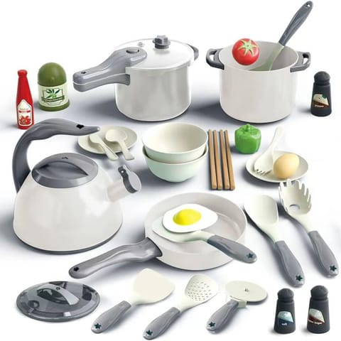 ⁨WOOPIE Zestaw Małego Kucharza Garnki Patelnia Czajnik Biały 32el.⁩ w sklepie Wasserman.eu