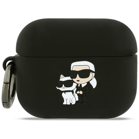 ⁨Etui Karl Lagerfeld Silicone             Karl&Chaupette Head 3D do AirPods Pro 3 czarny⁩ w sklepie Wasserman.eu