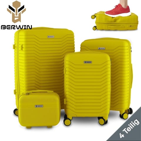 ⁨Zestaw 4 walizek podróżnych z beautycase - twarda skorupa, kółka 360°, zamek TSA⁩ w sklepie Wasserman.eu