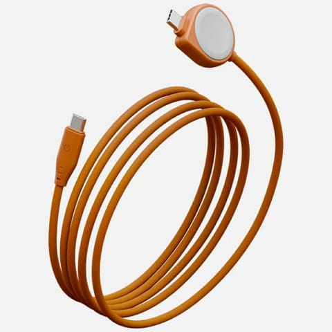 ⁨Kabel Energea Flow Duo Watch 2-w-1 USB-C do USB-C + ładowarka do Apple Watch 480Mb/s 60W 1.5m pomarańczowy⁩ w sklepie Wasserman.eu