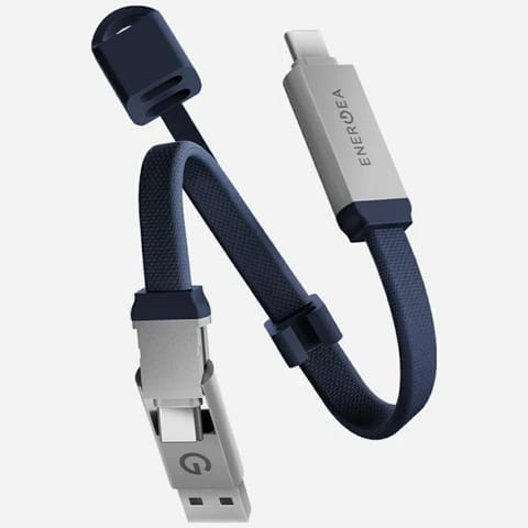 ⁨Kabel Energea Sheath Key 2w1 USB-C do    USB-C/USB-A 480Mbps 60W 15cm niebieski⁩ w sklepie Wasserman.eu