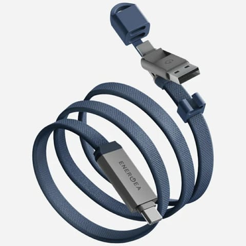 ⁨Kabel Energea Sheath Travel 2w1 USB-C do USB-C/USB-A 480Mbps 60W 1.2m niebieski⁩ w sklepie Wasserman.eu