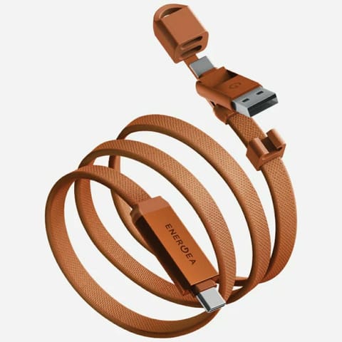 ⁨Kabel Energea Sheath Travel 2w1 USB-C do USB-C/USB-A 480Mbps 60W 1.2m pomarańczowy⁩ w sklepie Wasserman.eu