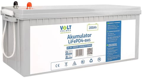 ⁨AKUMULATOR VOLT POLSKA LITOWO-ŻELAZOWO-FOSFORANOWY LiFePO4 25,6V 200Ah 200A + BMS⁩ w sklepie Wasserman.eu