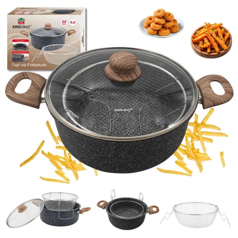 ⁨GARNEK MARMUROWY Z KOSZEM DO SMAŻENIA KINGHOFF KH-1985 4L⁩ w sklepie Wasserman.eu