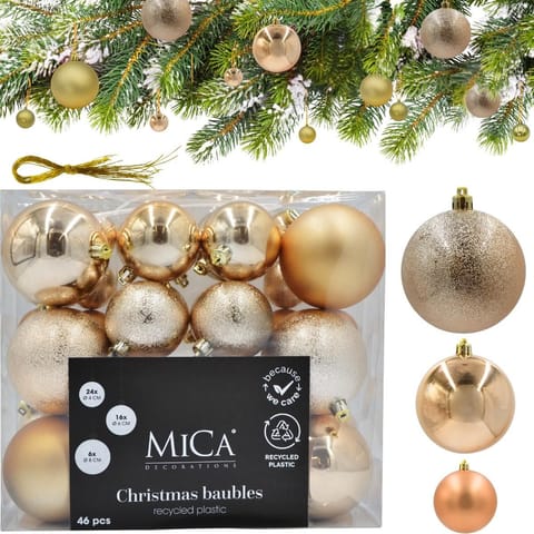 ⁨BOMBKA DEKORACYJNA PLASTIKOWA BEZPIECZNA 46SZT MICA COPPER⁩ w sklepie Wasserman.eu