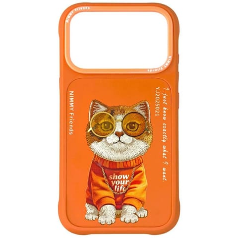 ⁨Etui Nimmy Glasses Cool Cat do iPhone 17 Pro pomarańczowy⁩ w sklepie Wasserman.eu