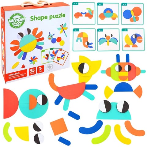 ⁨WOOPIE GREEN Drewniana Układanka Montessori 40 Wzorów do Odtworzenia 55 el. Certyfikat FSC⁩ w sklepie Wasserman.eu