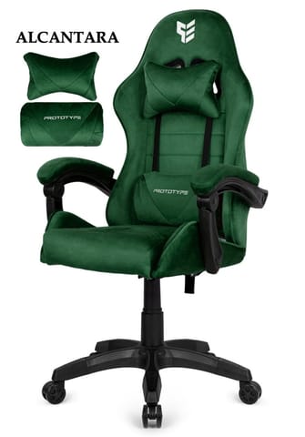 ⁨Fotel obrotowy gamingowy ENZO XL DARK GREEN ALCANTARA⁩ w sklepie Wasserman.eu