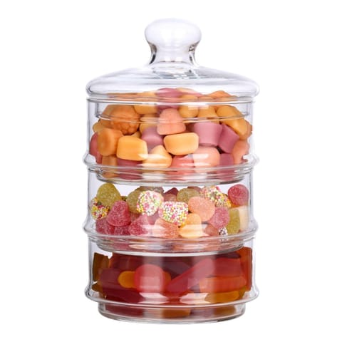 ⁨Alpina - Szklany pojemnik / słój na słodycze 3 poziomowy 12x23 cm⁩ w sklepie Wasserman.eu