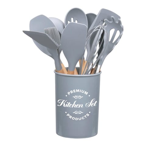 ⁨Alpina - Zestaw silikonowych przyborów kuchennych ze stojakiem 12 elementów⁩ w sklepie Wasserman.eu