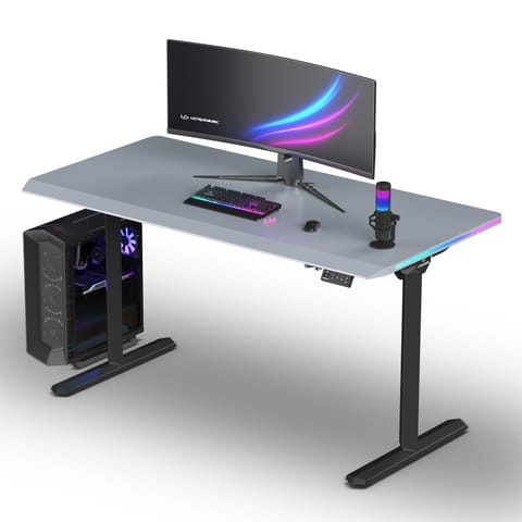 ⁨ULTRADESK Biurko dla gracza QUEST, 140x70cm, 72-120cm, czarno-szary⁩ w sklepie Wasserman.eu