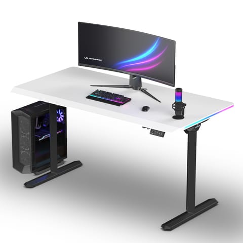 ⁨ULTRADESK Biurko dla gracza QUEST, 140x70cm, 72-120cm, czarno-biały⁩ w sklepie Wasserman.eu