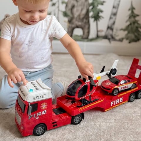 ⁨WOOPIE Zestaw Pojazdów Laweta Strażacka Helikopter Samochód Dźwięk Światła⁩ w sklepie Wasserman.eu