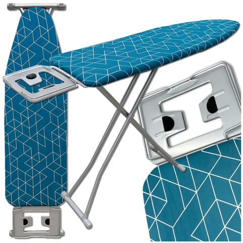 ⁨Deska do prasowania PREMIUM 130x34cm regulowana 70–87cm + półka na żelazko bawełniany pokrowiec⁩ w sklepie Wasserman.eu