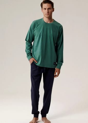 ⁨PIŻAMA ATLANTIC NMP-387 JZ25 ZIE/GRA (kolor zielony - granat, rozmiar L)⁩ w sklepie Wasserman.eu