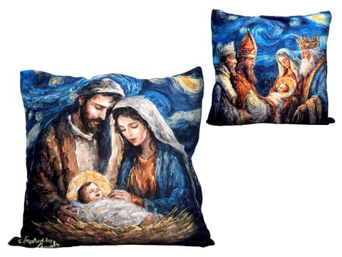 ⁨Poduszka z wypełnieniem/suwak - insp. malarstwem van Gogha, Boże Narodzenie (CARMANI)⁩ w sklepie Wasserman.eu