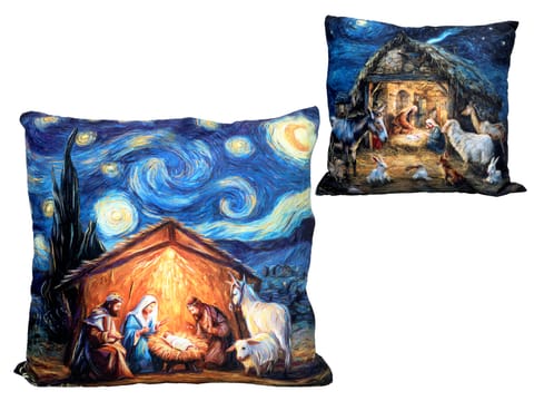 ⁨Poduszka z wypełnieniem/suwak - insp. malarstwem van Gogha, Boże Narodzenie (CARMANI)⁩ w sklepie Wasserman.eu
