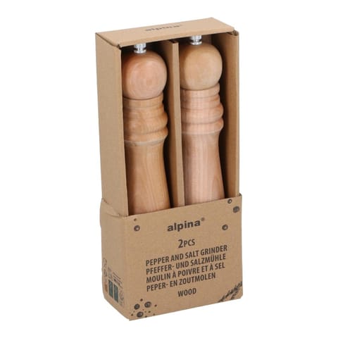 ⁨Alpina - Zestaw drewnianych młynków do pieprzu i soli 25 cm (2 sztuki)⁩ w sklepie Wasserman.eu