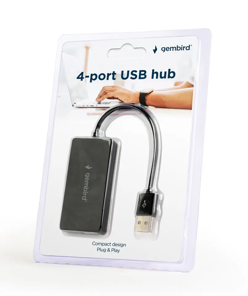 ⁨Gembird UHB-U2P4-04 interface hub USB 2.0 480 Mbit/s Black⁩ at Wasserman.eu