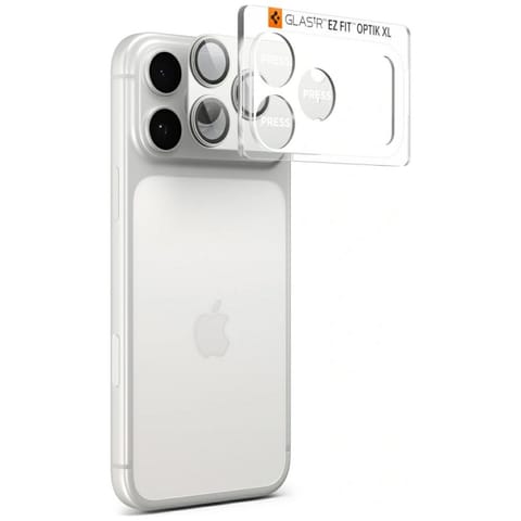 ⁨Ochrona na obiektyw aparatu Spigen       Glas.Tr Camera EZ FIT Optik Pro XL do Apple iPhone 17 Pro srebrny⁩ w sklepie Wasserman.eu