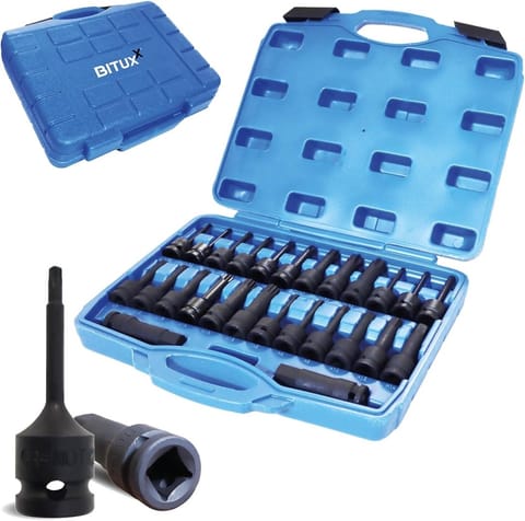 ⁨Nasadki do klucza udarowego Torx + Spline + Sześciokąt 1/2 26el.⁩ w sklepie Wasserman.eu