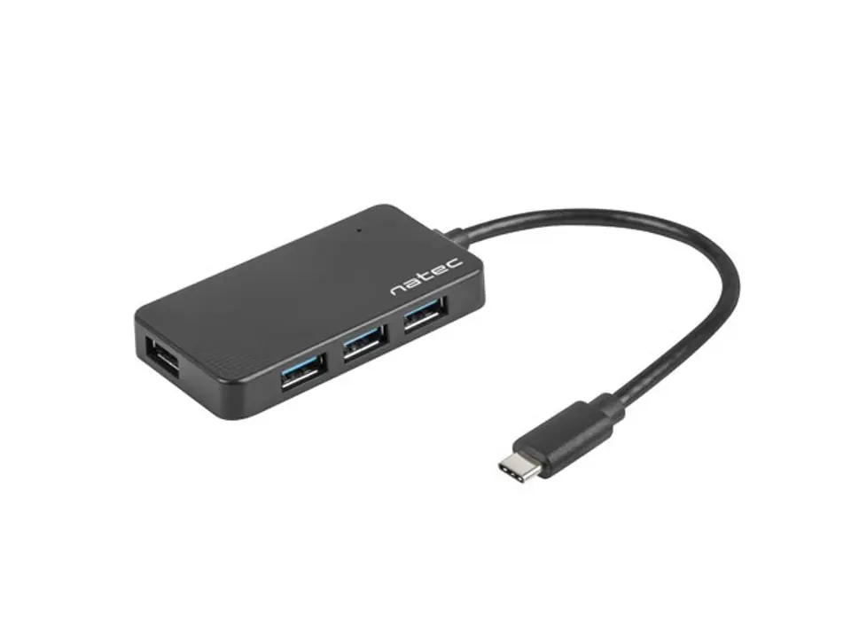 ⁨NATEC HUB USB 3.0 Silkworm 4 ports, USB-C, black⁩ at Wasserman.eu