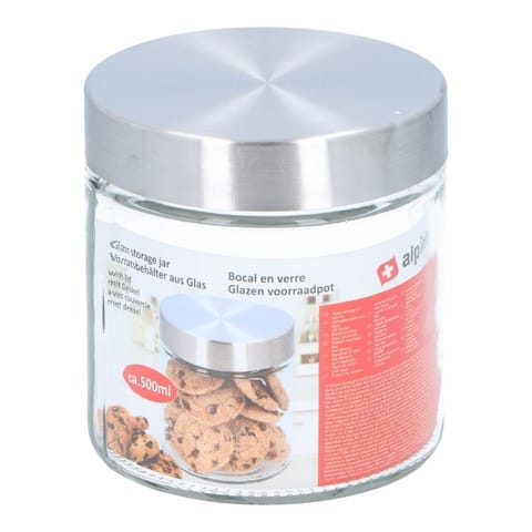 ⁨Alpina - Szklany słoik / pojemnik do przechowywania z zakrętką 500 ml 11 cm⁩ w sklepie Wasserman.eu