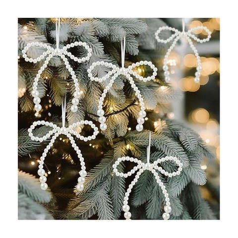 ⁨Kokardki perełkowe na choinkę, ozdoby świąteczne 10 x 12 cm, zestaw 6 szt. - WOZ53⁩ w sklepie Wasserman.eu