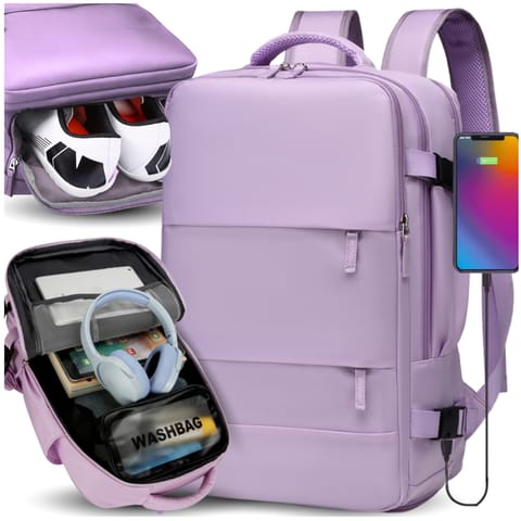 ⁨PLECAK DO SAMOLOTU PODRÓŻNY WIZZAIR 40x30x20 BAGAŻ PODRĘCZNY KABINOWY USB⁩ w sklepie Wasserman.eu