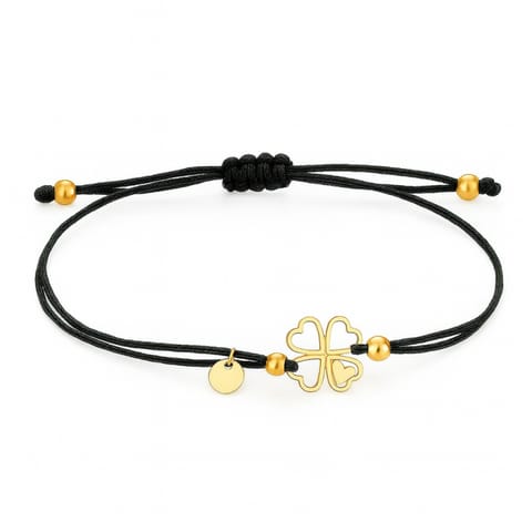 ⁨Bransoletka na rękę stal chirurgiczna pozłacana KONICZYNA, czarna na sznurku BST1553CZ⁩ w sklepie Wasserman.eu