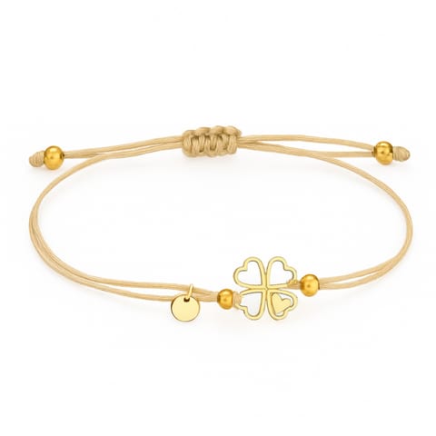 ⁨Bransoletka na rękę stal chirurgiczna pozłacana KONICZYNA, kremowa na sznurku BST1553K⁩ w sklepie Wasserman.eu