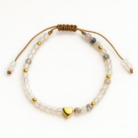 ⁨Bransoletka na rękę stal chirurgiczna pozłacana 14k złotem, Serce, na sznurku regulowana BST1568⁩ w sklepie Wasserman.eu