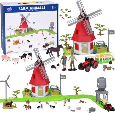 ⁨SERIA ZWIERZĘTA FARMA Zestaw WIATRAK młyn 101ele figurki ZA5688⁩ w sklepie Wasserman.eu