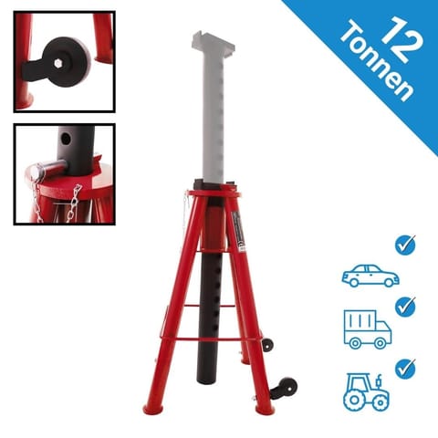 ⁨Regulowany stojak podporowy 12T do samochodów i maszyn 74-122 cm stalowy⁩ w sklepie Wasserman.eu