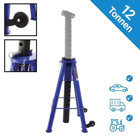 ⁨Regulowany stojak podporowy 12T do samochodów i maszyn 74-122 cm stalowyy⁩ w sklepie Wasserman.eu