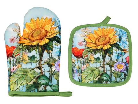 ⁨Kpl. Łapka i rękawica kuchenna - L. Lozano, Kwiaty polne (CARMANI)⁩ w sklepie Wasserman.eu
