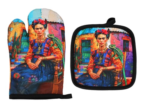 ⁨Kpl. Łapka i rękawica kuchenna - F. Kahlo, Autoportret (CARMANI)⁩ w sklepie Wasserman.eu