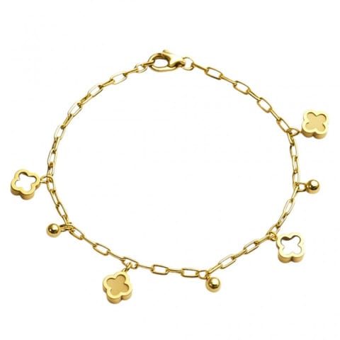 ⁨Bransoletka na rękę stal chirurgiczna pozłacana 14k złotem, koniczynka BST1591⁩ w sklepie Wasserman.eu