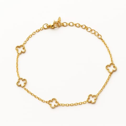 ⁨Bransoletka na rękę stal chirurgiczna pozłacana 14k złotem, koniczynka BST1594⁩ w sklepie Wasserman.eu