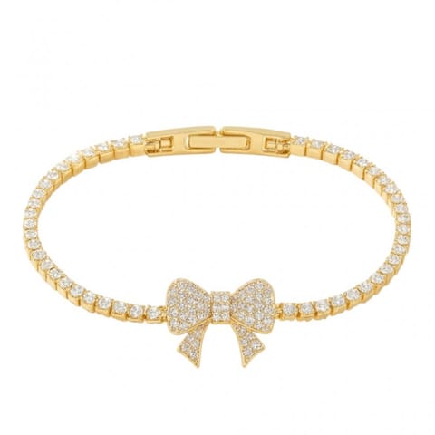 ⁨Bransoletka na rękę stal chirurgiczna pozłacana 14k złotem, kokardka BST1596⁩ w sklepie Wasserman.eu