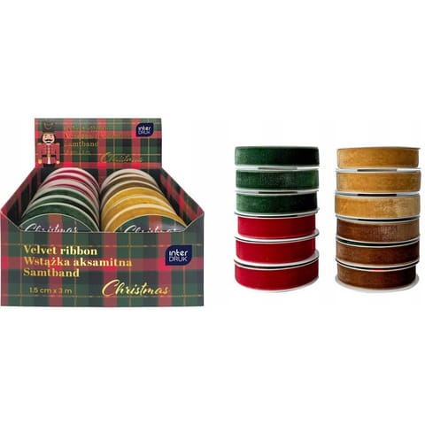 ⁨Wstążka aksamitna 3m Christmas INTERDRUK⁩ w sklepie Wasserman.eu