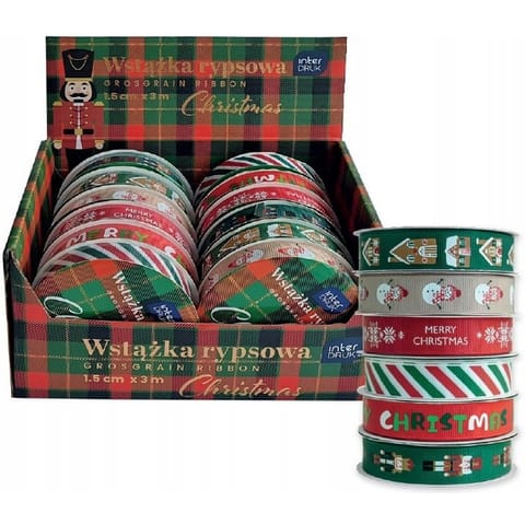⁨Wstążka rypsowa 3m CHRISTMAS INTERDRUK⁩ w sklepie Wasserman.eu
