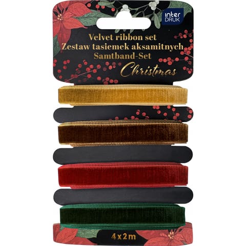 ⁨Zestaw tasiemek aksamitnych 4x2m Christmas INTERDRUK⁩ w sklepie Wasserman.eu