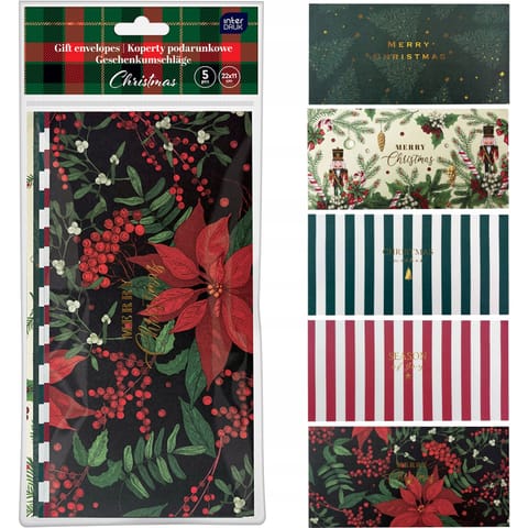 ⁨Koperty podarunkowe 22x11cm 5szt. CHRISTMAS INTERDRUK⁩ w sklepie Wasserman.eu
