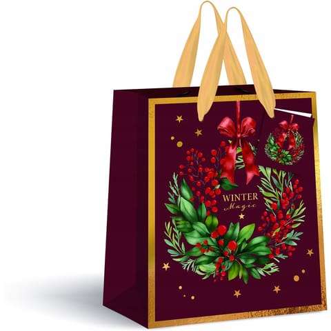 ⁨Torebka prezentowa duża Burgundy Boże Narodzenie 190g 33x46x13cm INTERDRUK⁩ w sklepie Wasserman.eu