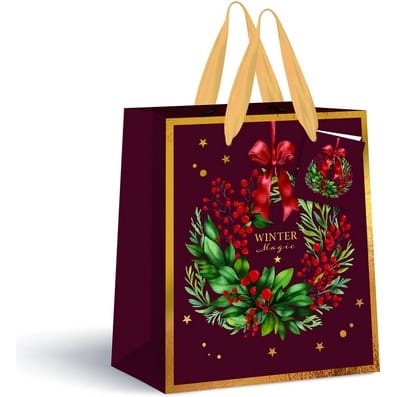 ⁨Torebka prezentowa mała Burgundy Boże Narodzenie 190g 18x23x10cm INTERDRUK⁩ w sklepie Wasserman.eu