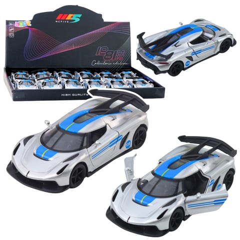 ⁨Samochód Wyścigowy Sportowy Metalowy Napęd Otwierane Drzwi Srebrny 1:32⁩ w sklepie Wasserman.eu